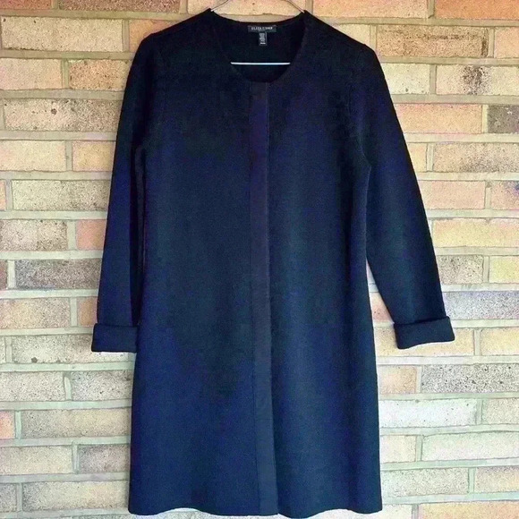 Eileen Fisher Petites 100% wool long sleeve button front cardigan coat - Picture 1 of 9